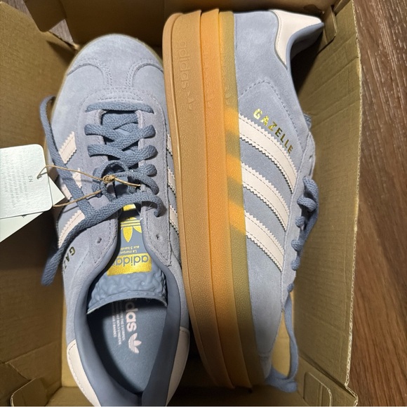 Adidas Gazelle Bold Womens Size 5.5 Platform Sneakers Shoes Blue Brown JQ1297 - Picture 3 of 5